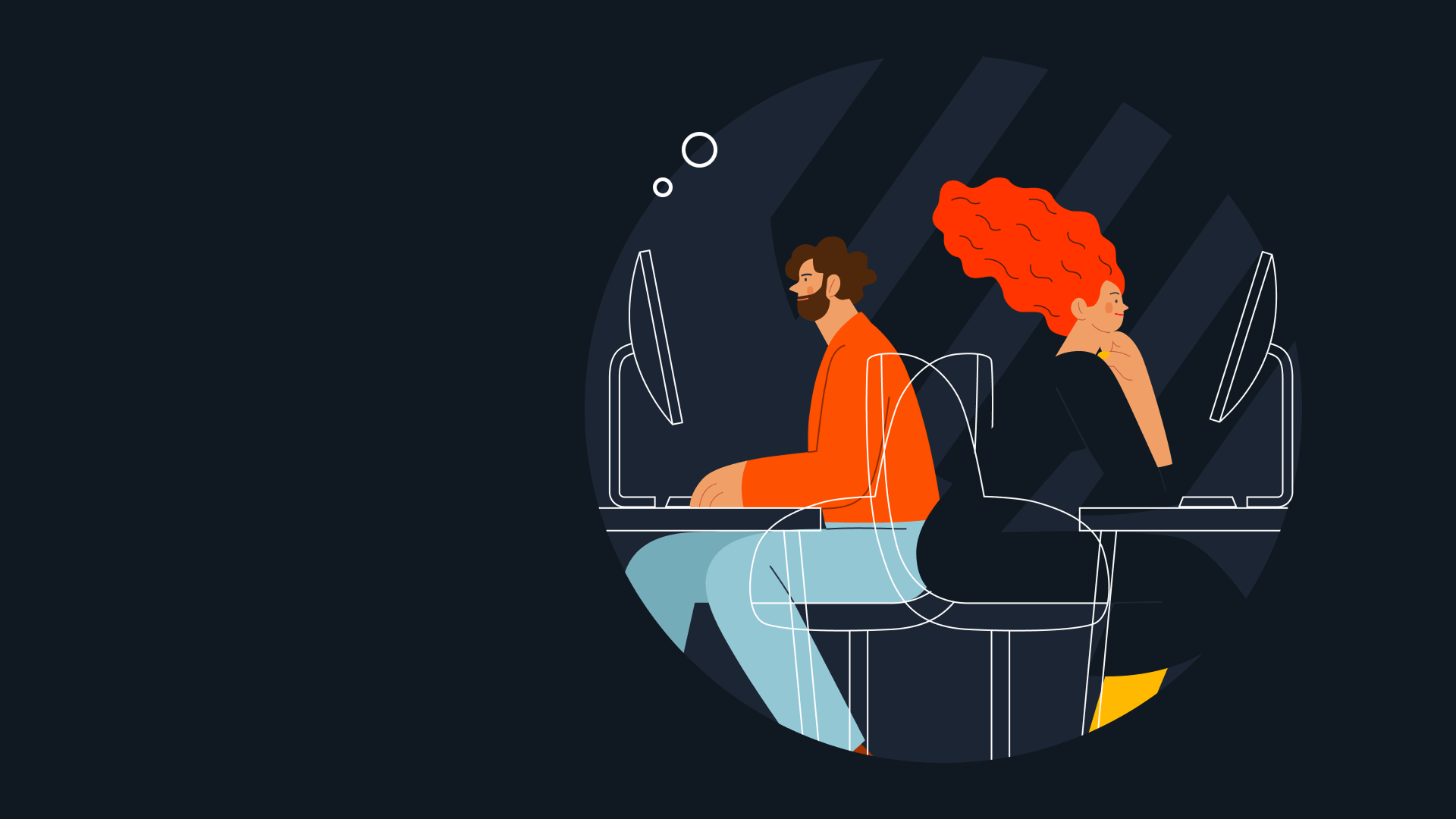 Illustration von zwei Menschen, die fröhlich tanzen. Symbolbild für "norisbank Auszeichnungen". 