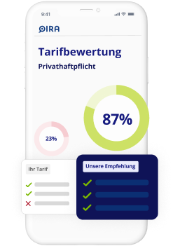 Ein Screenshot der Quira App zeigt, wie das digitale Verwalten der Versicherungen funktioniert. 