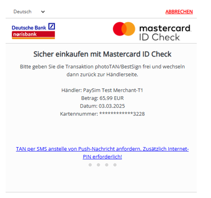 Zahlvorgang 3D-Secure