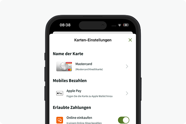 Apple Pay aktivieren - Karten-Einstellungen öffnen