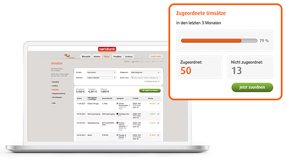 Finanzplaner Vorteile Umsatzanzeige: Zugeordnete Umsätze: In den letzten 3 Monaten