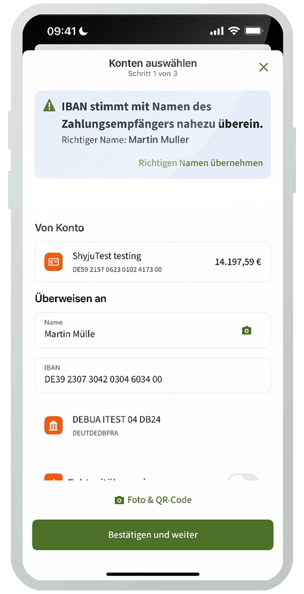 Empfängerüberprüfung stimmt nahezu überein