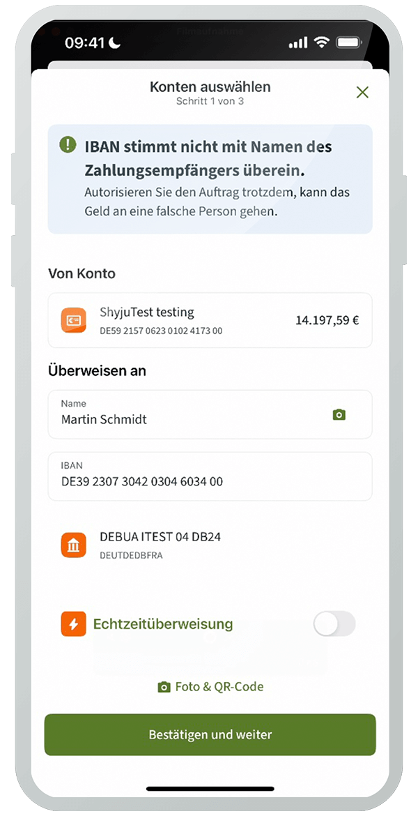 Empfängerüberprüfung stimmt nicht überein