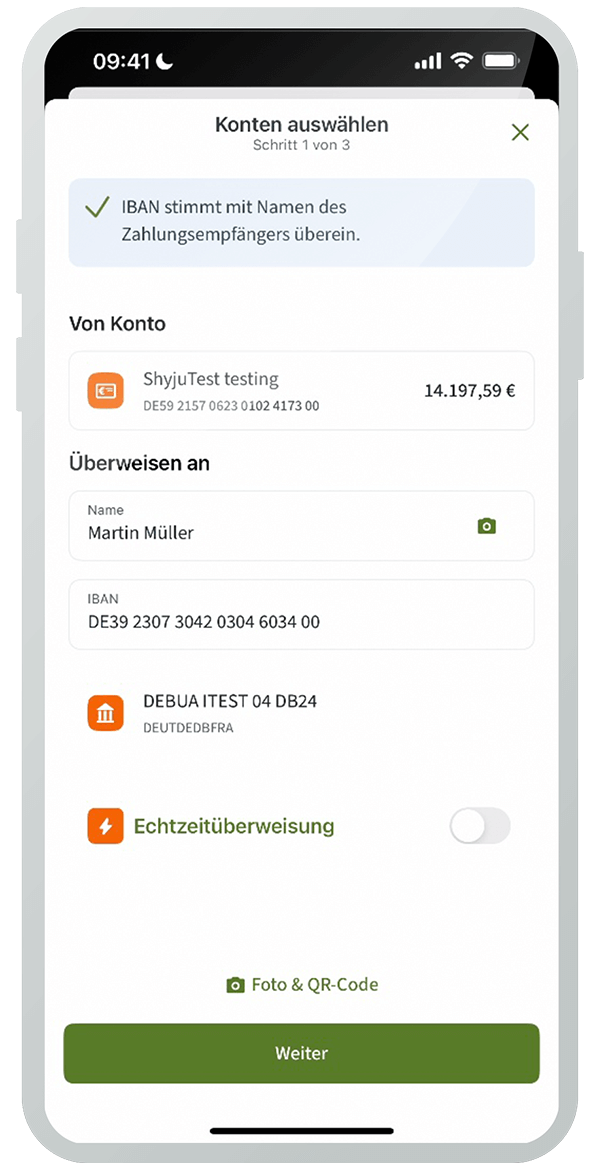 Empfängerprüfung stimmt überein