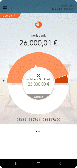 Animierter Screenshot norisbank App - Finanzübersicht