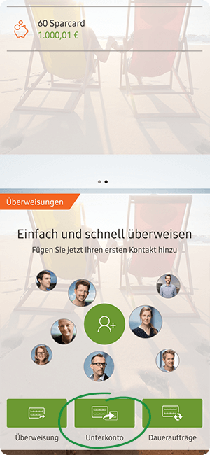 Screenshot norisbank App - Überweisung auf Unterkonto