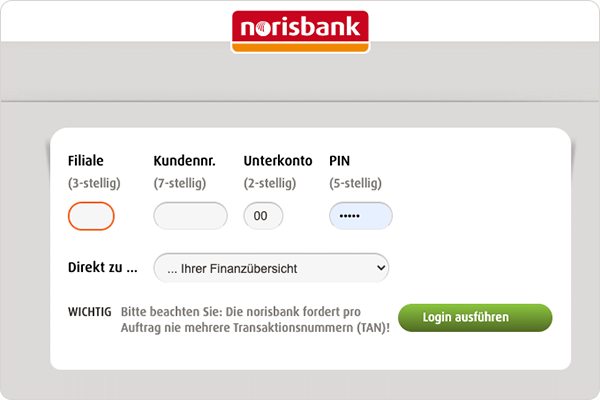 Screenshot norisbank Onlinebanking Loginmaske
