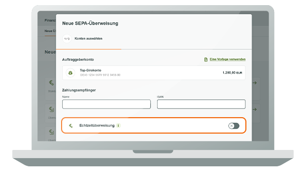 Screenshot norisbank Online-Banking Echtzeit-Überweisung