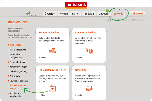 Überweisungslimit norisbank