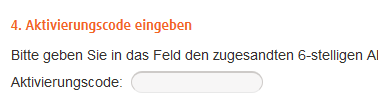 mobile TAN Aktivierungscode eingeben