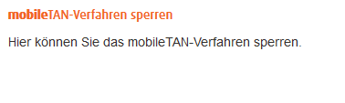 mobile TAN sperren